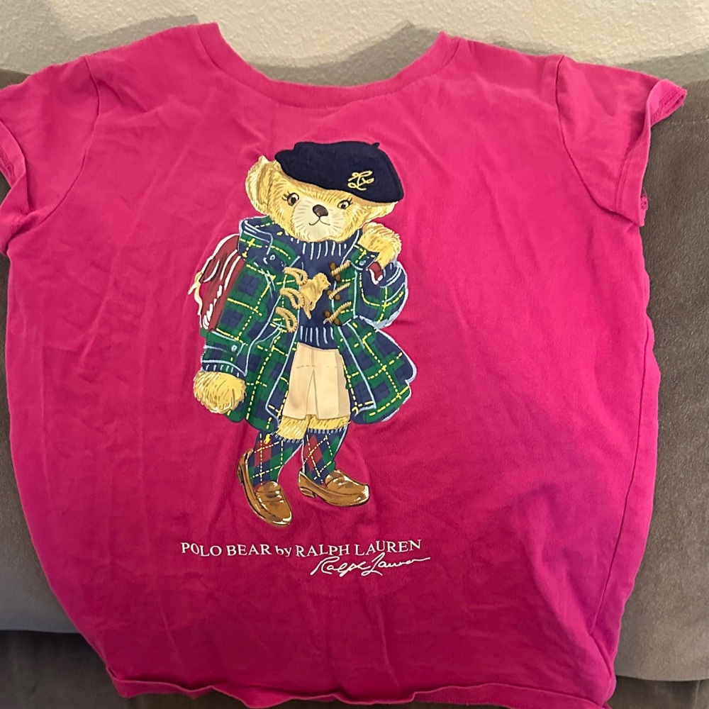 Ralph Lauren Kids Fuchsia Polo Bear Tee